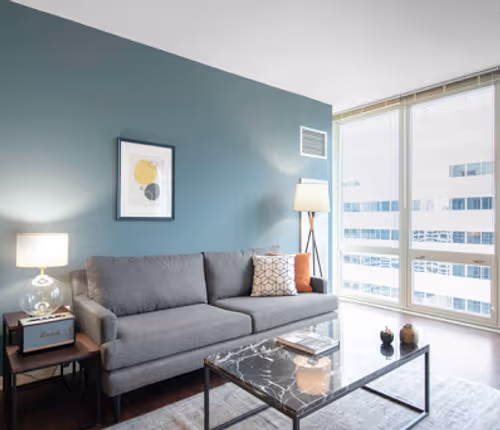 Living area at West Washington St. #4810 Serviced Apartment, The Loop
