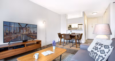 Spacious living room at Luxury West 47th street Furnished Apartment, Manhattan