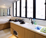 Basic kitchenette at Paterson Street Suites, Causeway Bay