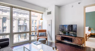 Spacious living area at W. Washington Street #2503 Serviced Apartment, The Loop