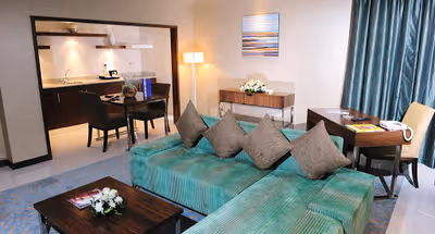 Bright living area at Khalifa Street Serviced Apartment, Al Danah