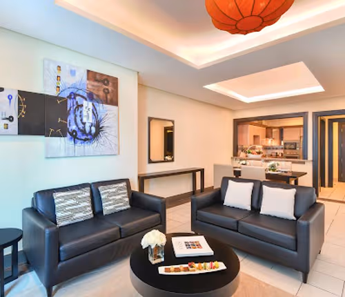 Living area at Al Dafna apartment
