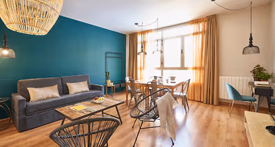 Comfy living room at Sants-Eixample 3 bedroom serviced apartment