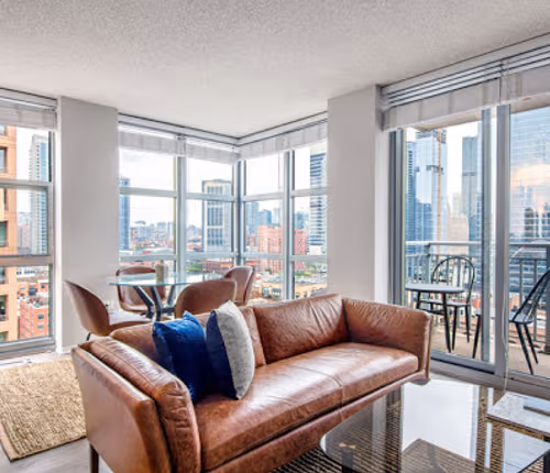 Living area at N. Jefferson #1701 Serviced Apartment, West Loop