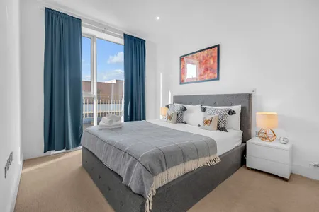 Luxury bedroom at Heathrow Central Apartments by MySquare