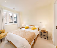 Luxury bedroom at Central Durham Riverfront Apartment