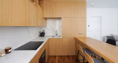 Fully equipped kitchen at Design apartment at the top of the Marais