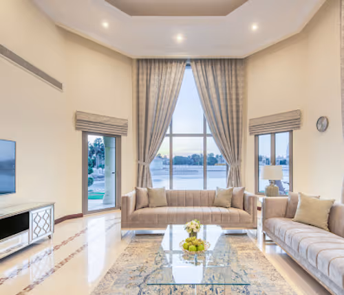 Living area at Pleasing 5-BR Villa at Frond F, Palm Jumeirah