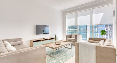 Spacious living area at Al Mamsha Street Serviced Apartments, Dubai