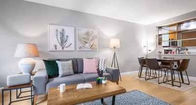 Bright living area at West 15th Street Furnished Apartments, Chelsea