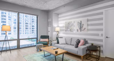 Bright living area at Ohio Street #604 Serviced Apartment, Streeterville