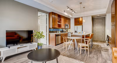 Living room at Domain apartment