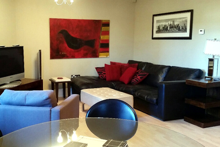 Living area at Kew apartment