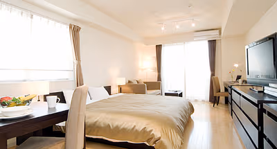 Spacious living area at Ginza Apartments