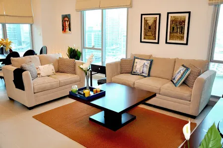Living area at Marina Promenade Residences Serviced Apartments, Dubai Marina