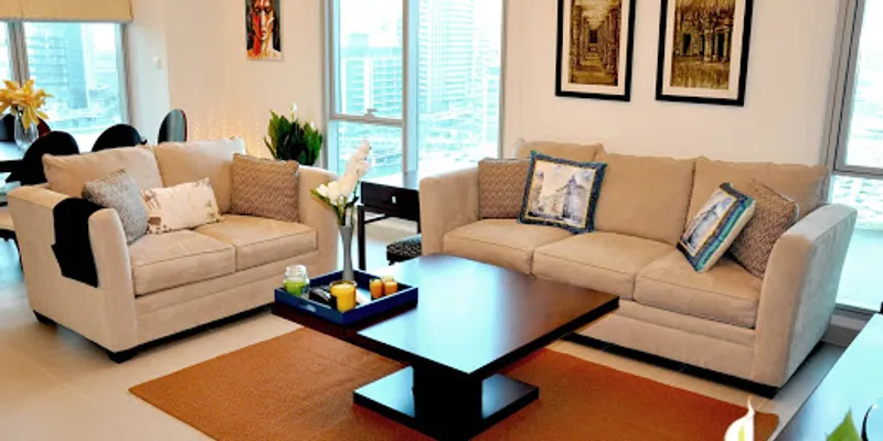 Living area at Marina Promenade Residences Serviced Apartments, Dubai Marina