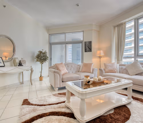 Spacious living room at Torch Tower Serviced Apartments, Dubai Marina