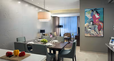 Stunning living area in Ascott Kuningan Jakarta