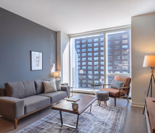 Living area at North Lake Shore Drive Serviced Apartment, Streeterville