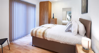 Double bed bedroom at Northleigh House, Furzton