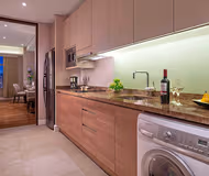 Simplistic living area in Ascott Bonifacio Global City