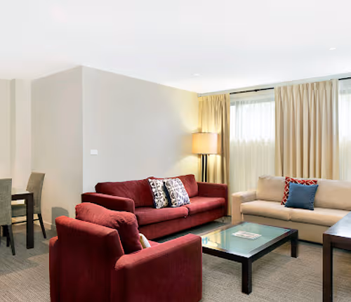 Simplistic living area in Quest Maitland