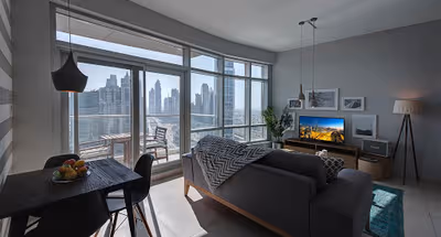 Spacious living area at Sheikh Mohammed bin Rashid Blvd Serviced Apartment, Downtown