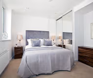 Luxury bedroom at Old Spitalfields Market Apartment