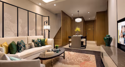 Simplistic living area in Ascott Riverside Garden