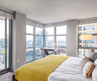 Luxury bedroom at N. Jefferson #1701 Serviced Apartment, West Loop