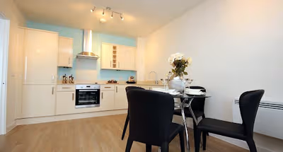 Fully equipped kitchen at Town Apartments Hatfield