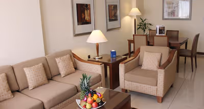 Bright living area at Al Rawda Arjaan Serviced Apartments, Nahyan Camp