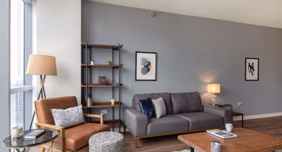 Spacious living area at W. Madison #2006 Serviced Apartment, West Loop