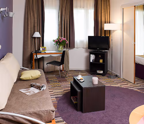 Stunning living area in la Defense le Parc Serviced Apartment, Champs Elysees