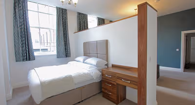 Luxury bedroom at 3 Union Court Apartments in Liverpool City