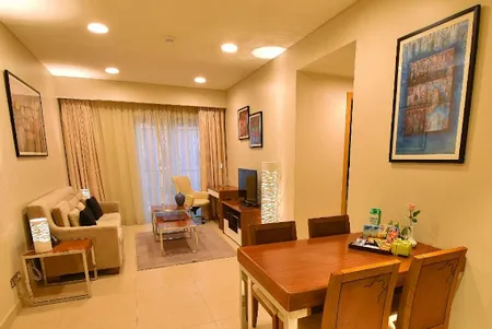 Living room at Al Ghubra Street Serviced Apartment
