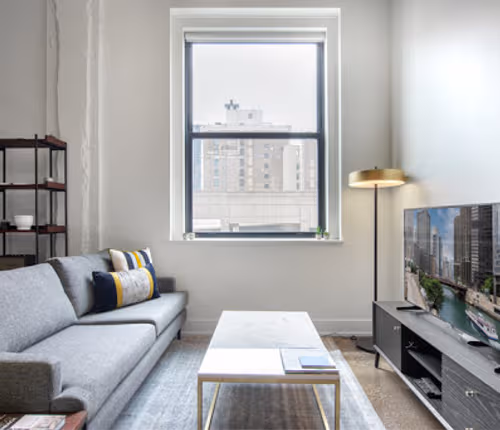 Living area at East Adams Street #1015 Serviced Apartment, The Loop