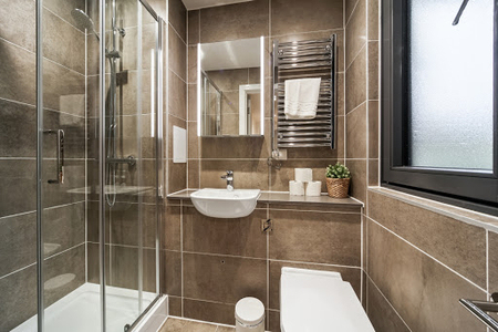 Bathroom at Bermondsey Apartments near Southwark Park Bandstand