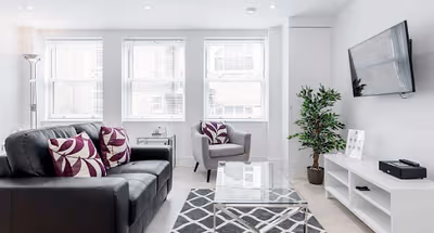 Living room at Ealing apartment