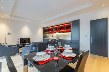 Spacious living area at Meade House near NHS Nightingale