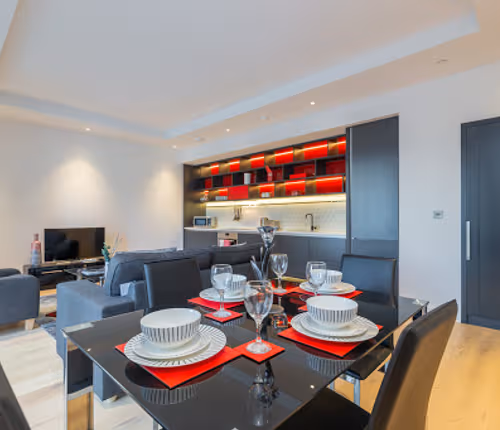 Spacious living area at Meade House near NHS Nightingale