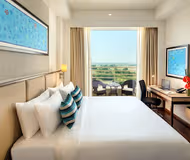 Simplistic living area in Expressway Apartments, Noida