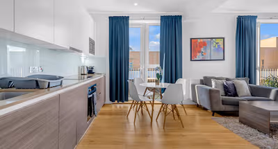 Fully equipped kitchen at Heathrow Central Apartments by MySquare