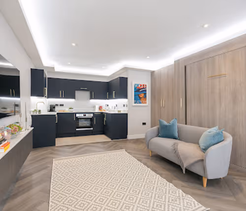 Living area at Earls Court apartment