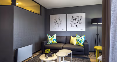 Living room at Tyrwhitt Street Apartments