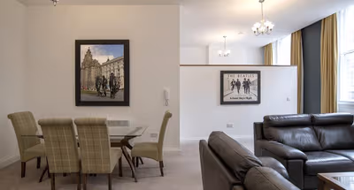 Living area at 25 Castle Street Apartments in Liverpool City