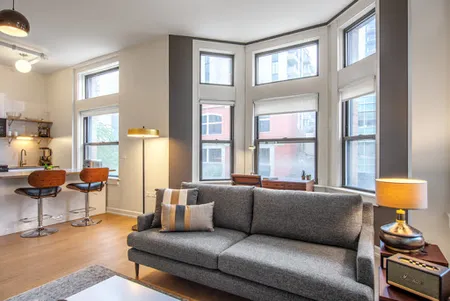Spacious living area at W. Chicago Avenue #216 Serviced Apartment, River North