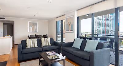 Stunning living area in Quest River Park Central