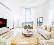 Living Area with Gorgeous Views of The Palm in Dubai Villa