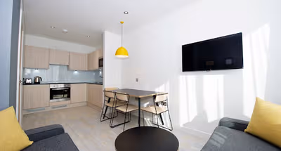 Bright living area at Manchester Piccadilly Aparthotel